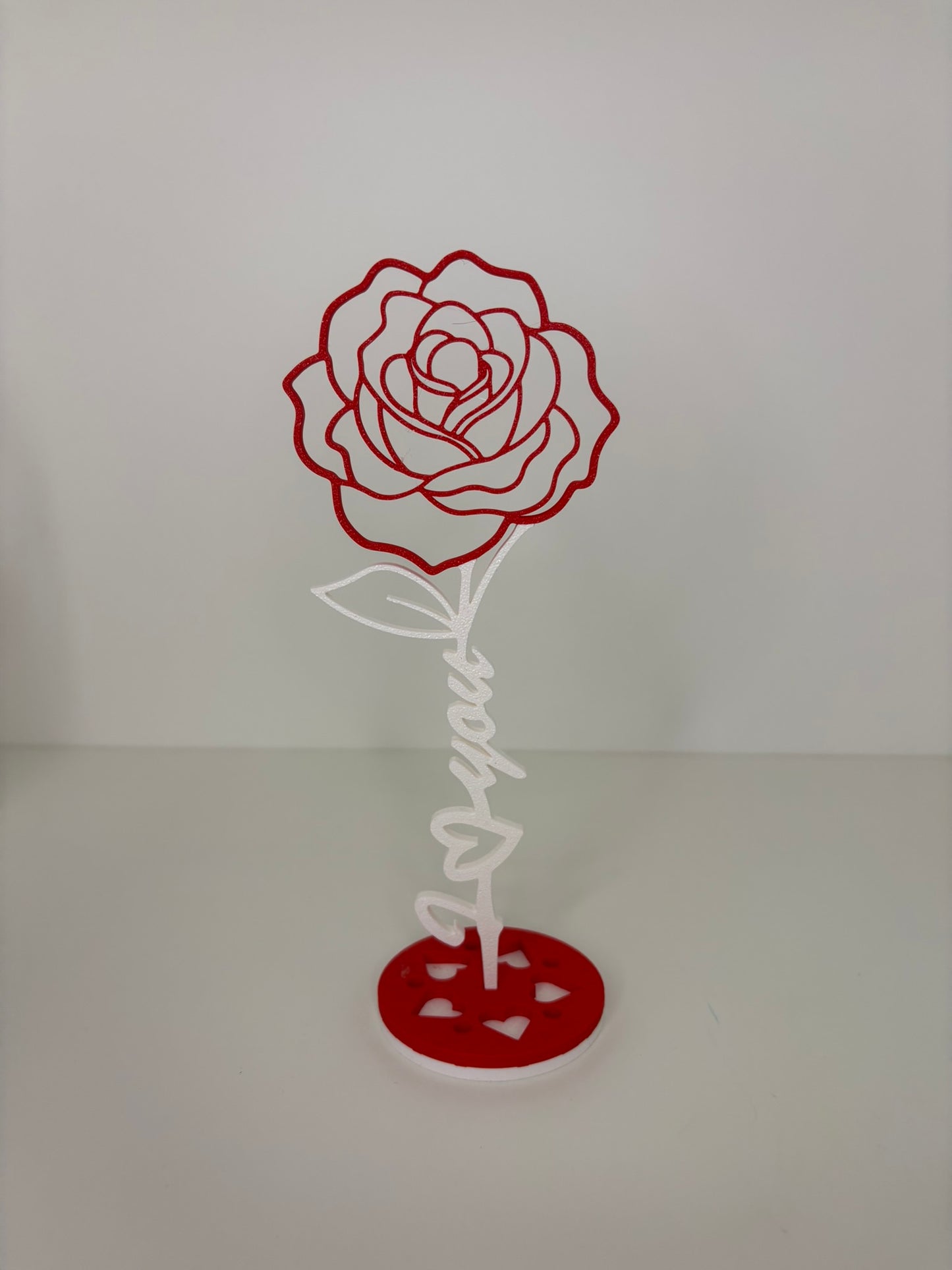 Decoratieve Roos “Love” – Staand 3D-Geprint Ornament